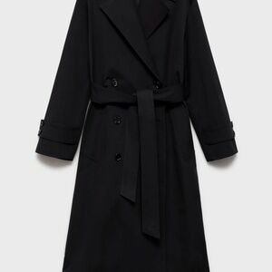 LONG OVERSIZED DOUBLE-BREASTED, BLACK TRENCH COAT by Mango